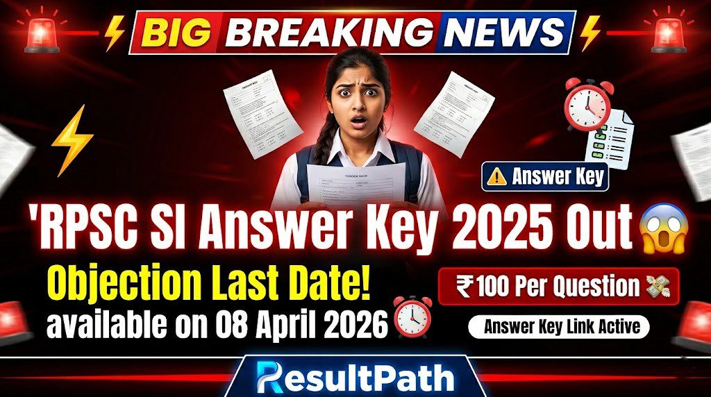 RPSC SI Answer Key 2025 Check Official Notice