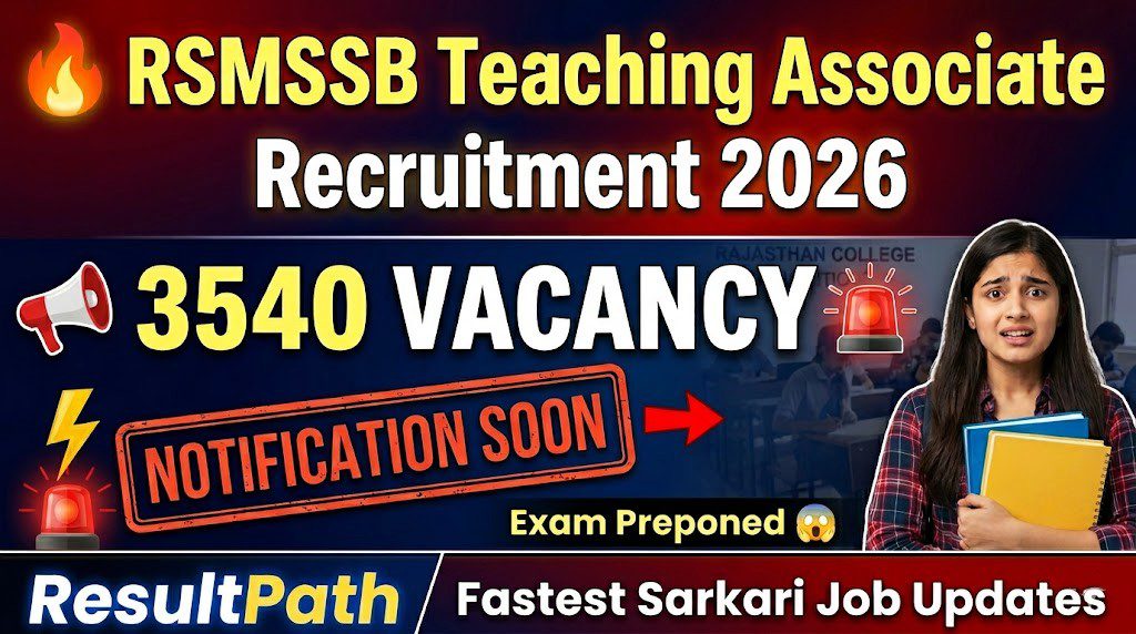 RSMSSB Teaching Associate Bharti 2026