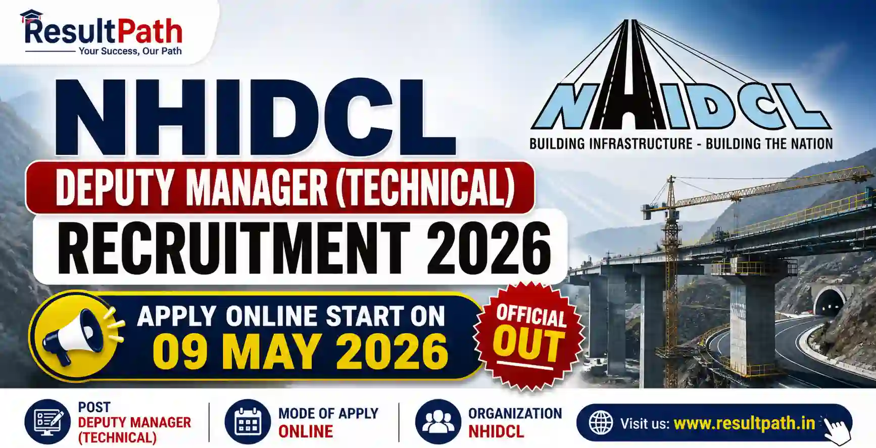 NHIDCL Deputy Manager (Technical) Recruitment 2026