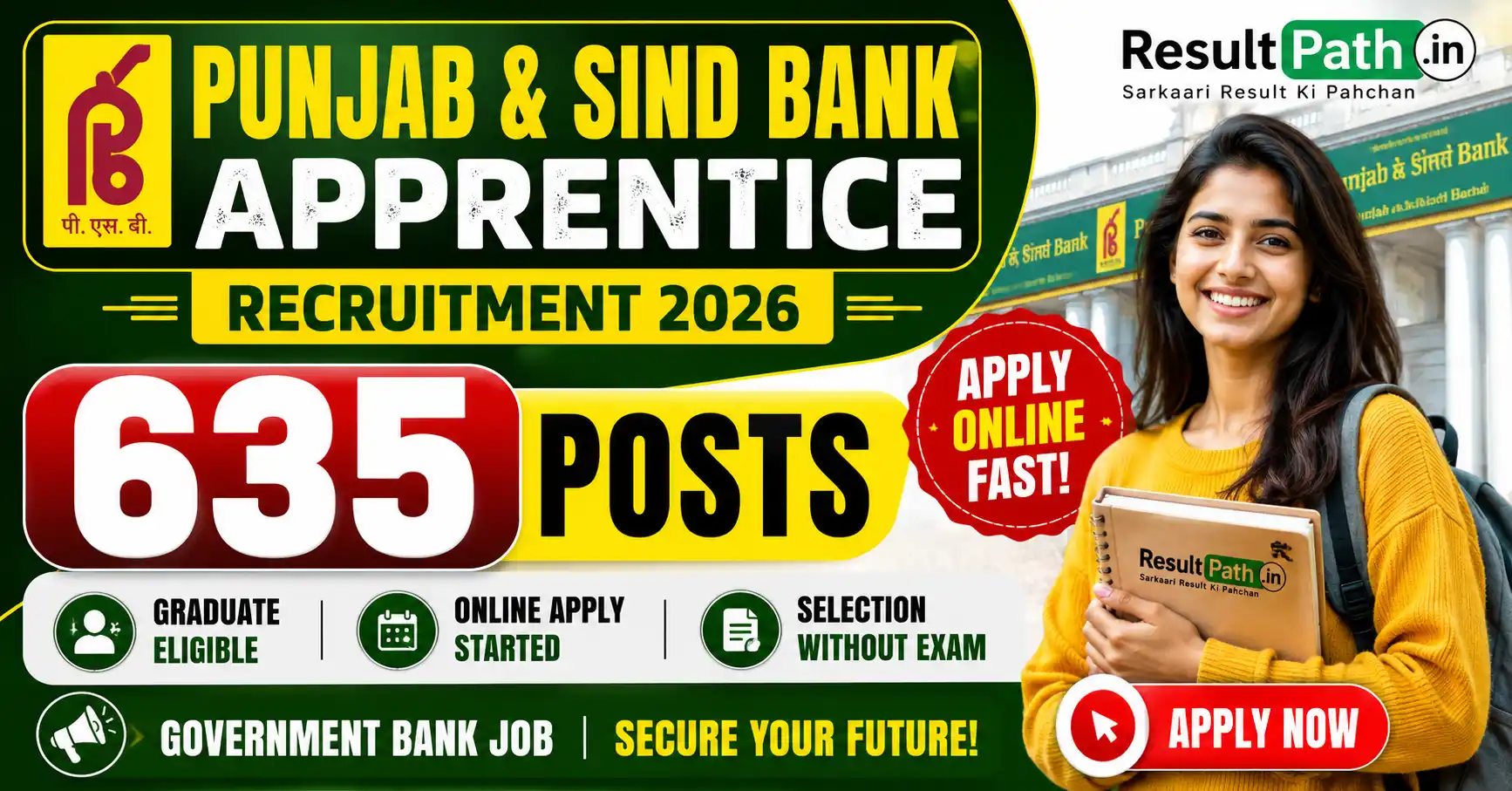 Punjab & Sind Bank Apprentice Recruitment 2026