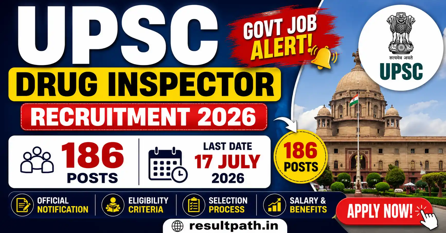 UPSC Drug Inspector Recruitment 2026 Notification Apply Online