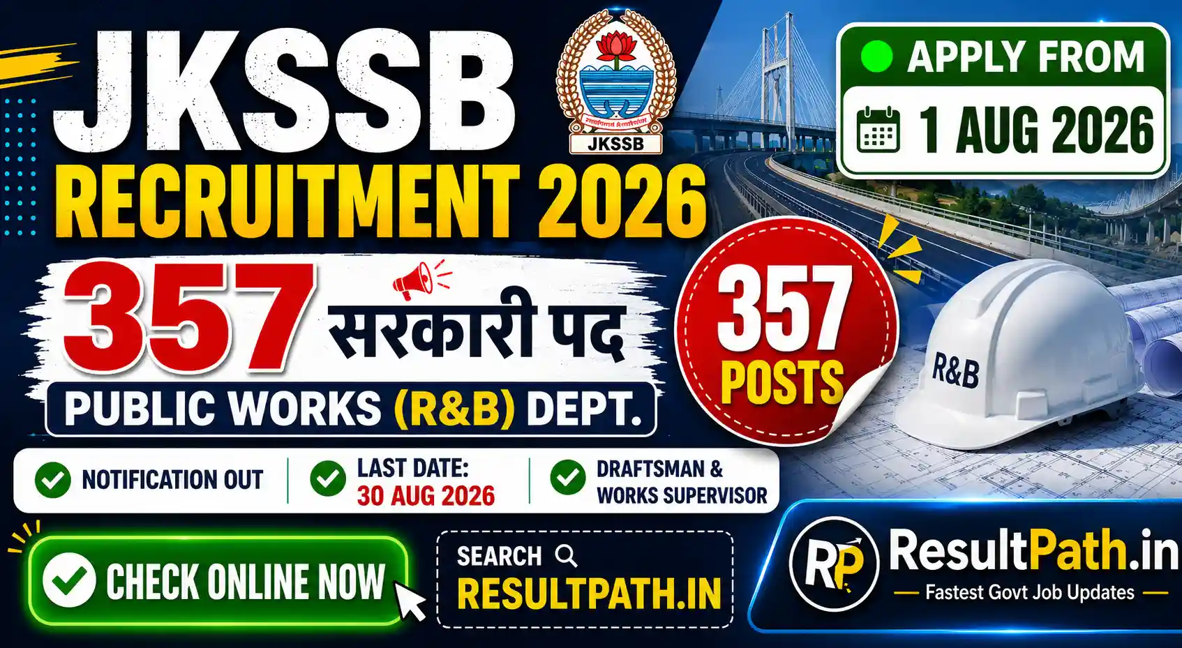 JKSSB 357 Posts Recruitment 2026