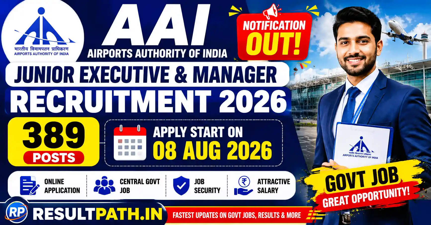 AAI Junior Executive & Manager Recruitment 2026 Notification Out Apply Online
