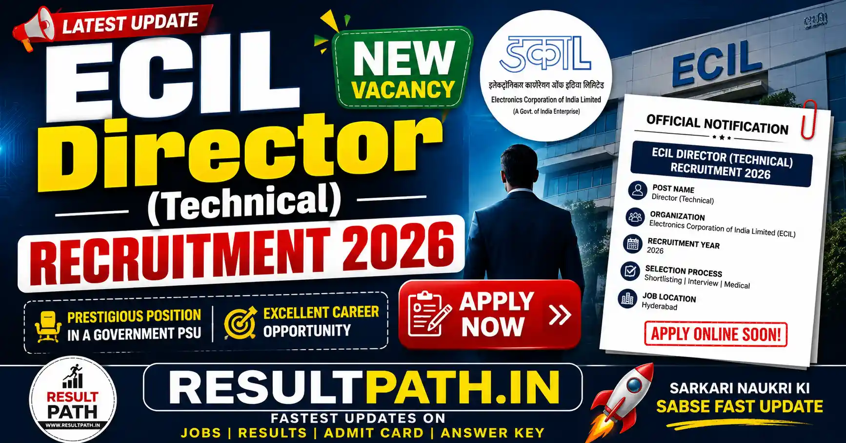 ECIL Director (Technical) Recruitment 2026 PESB Notification Apply Online