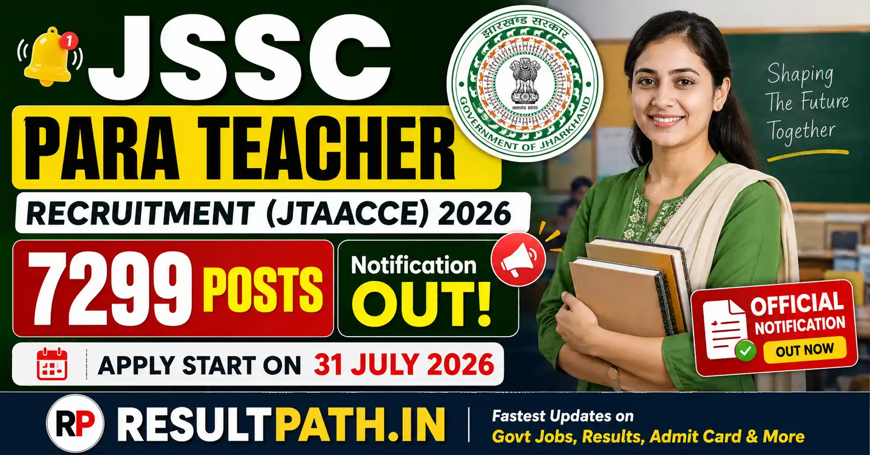 JSSC Para Teacher Recruitment (JTAACCE) 2026 Notification Out Apply Online
