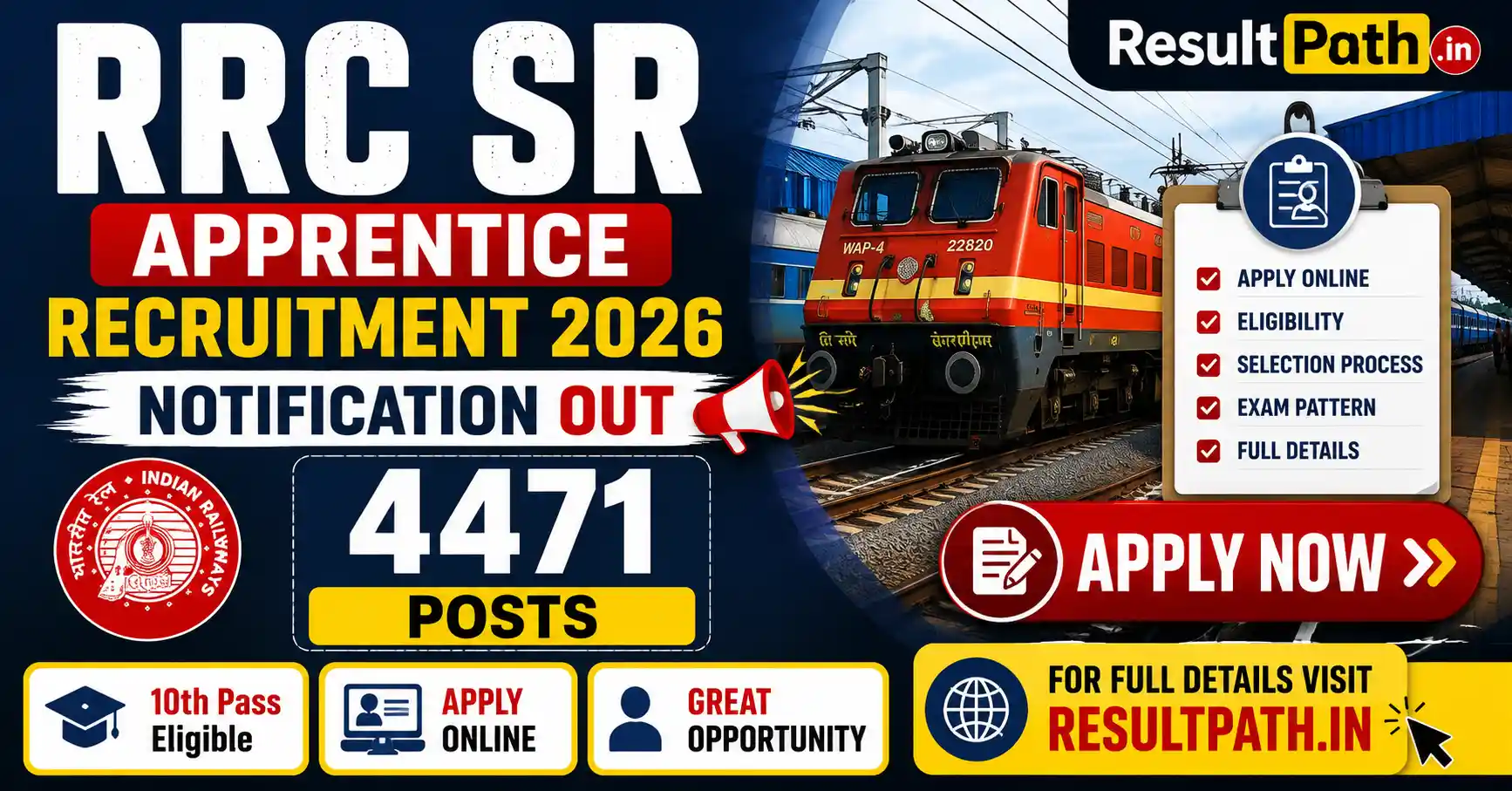 RRC Southern Railway SR Apprentice Recruitment 2026 Apply Online 4471 Vacancies