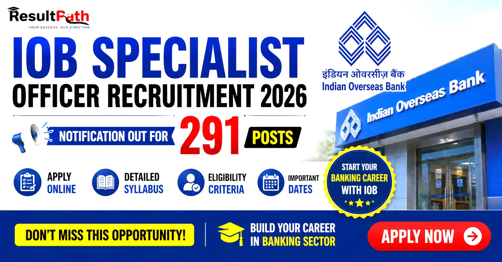 IOB Specialist Officer Recruitment 2026 Notification Out Apply Online