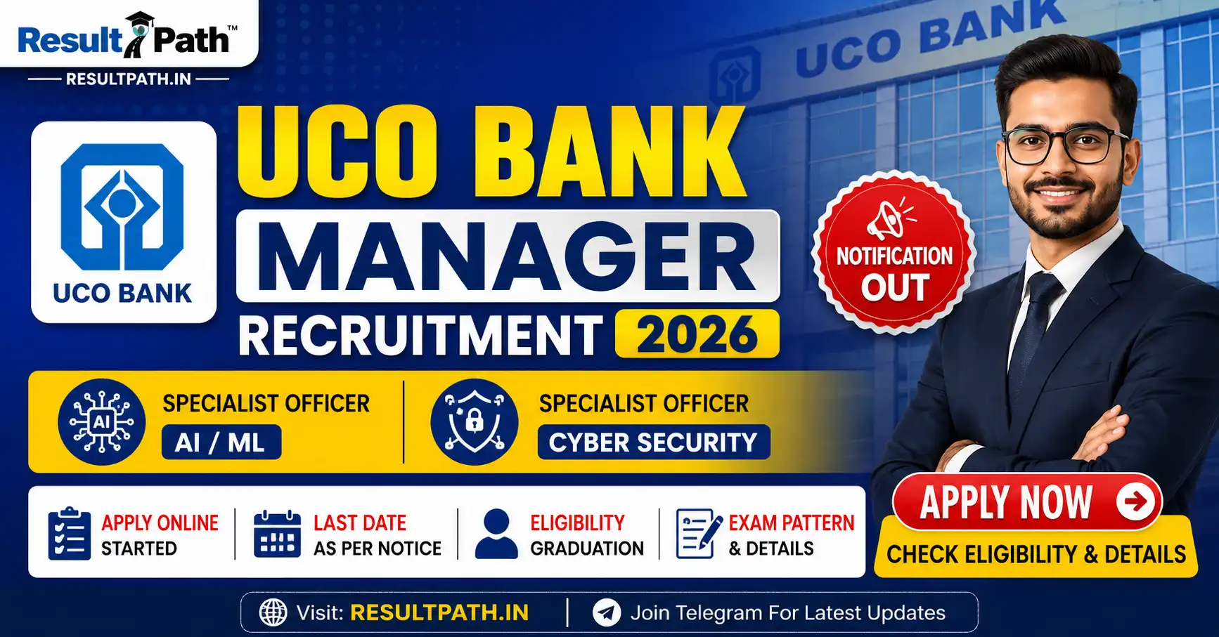 UCO Bank Manager Recruitment 2026 Notification Out Apply Online AI ML Cyber Security