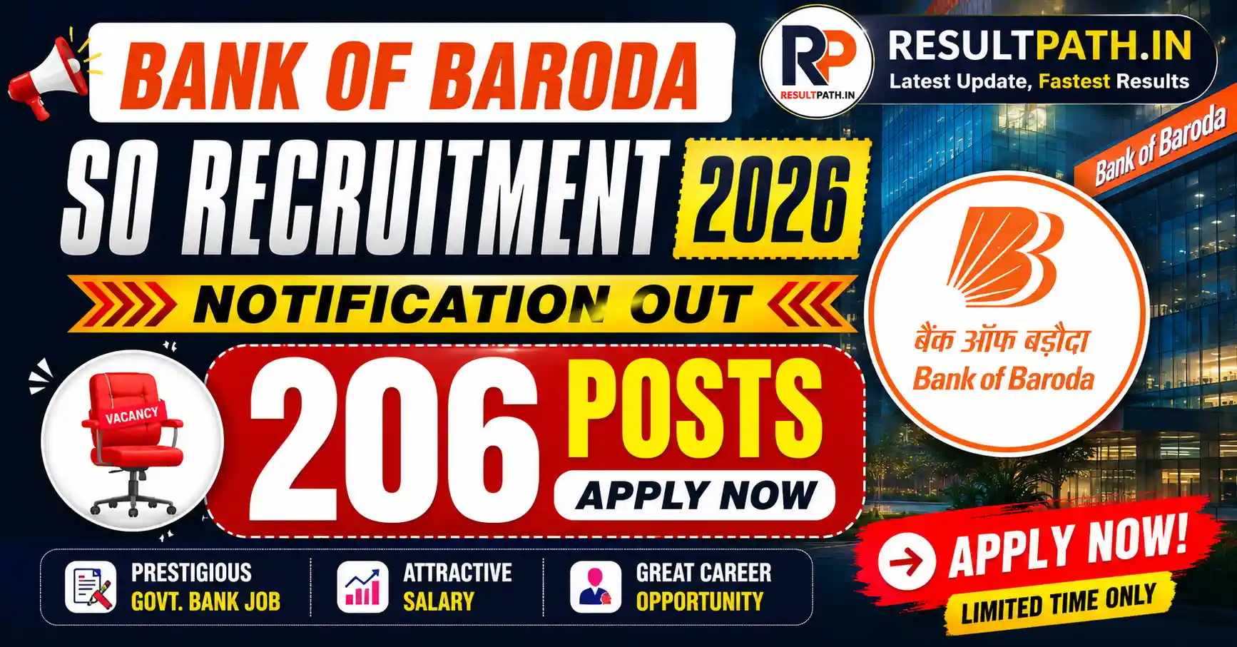 Bank of Baroda BOB SO Recruitment 2026 Notification Out Apply Online
