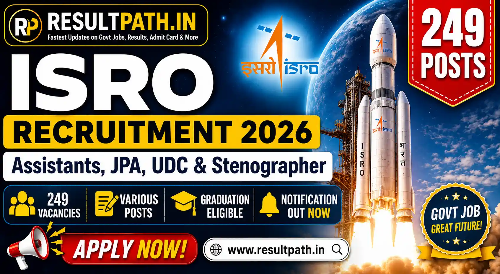ISRO Recruitment 2026 Notification Out Apply Online