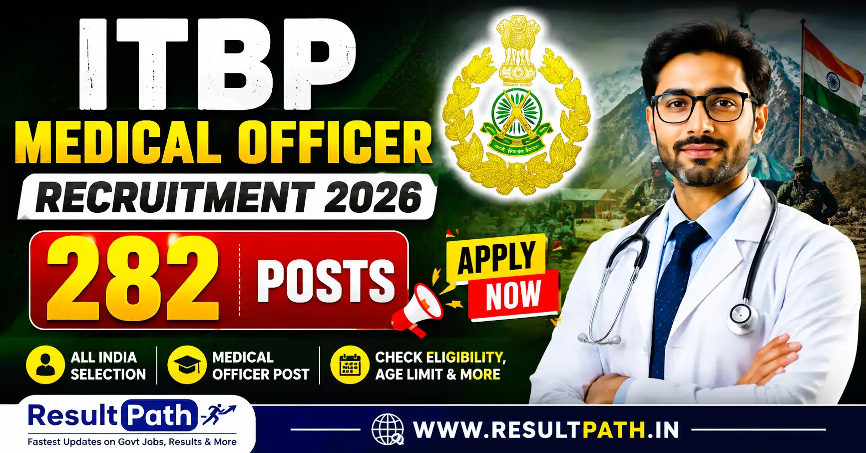 ITBP Medical Officer Recruitment 2026 Notification Out Apply Online 282 Posts