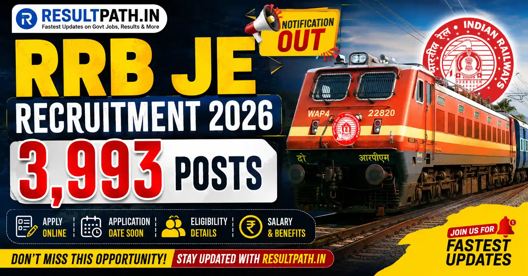 RRB JE Recruitment 2026 Notification Out Apply Online