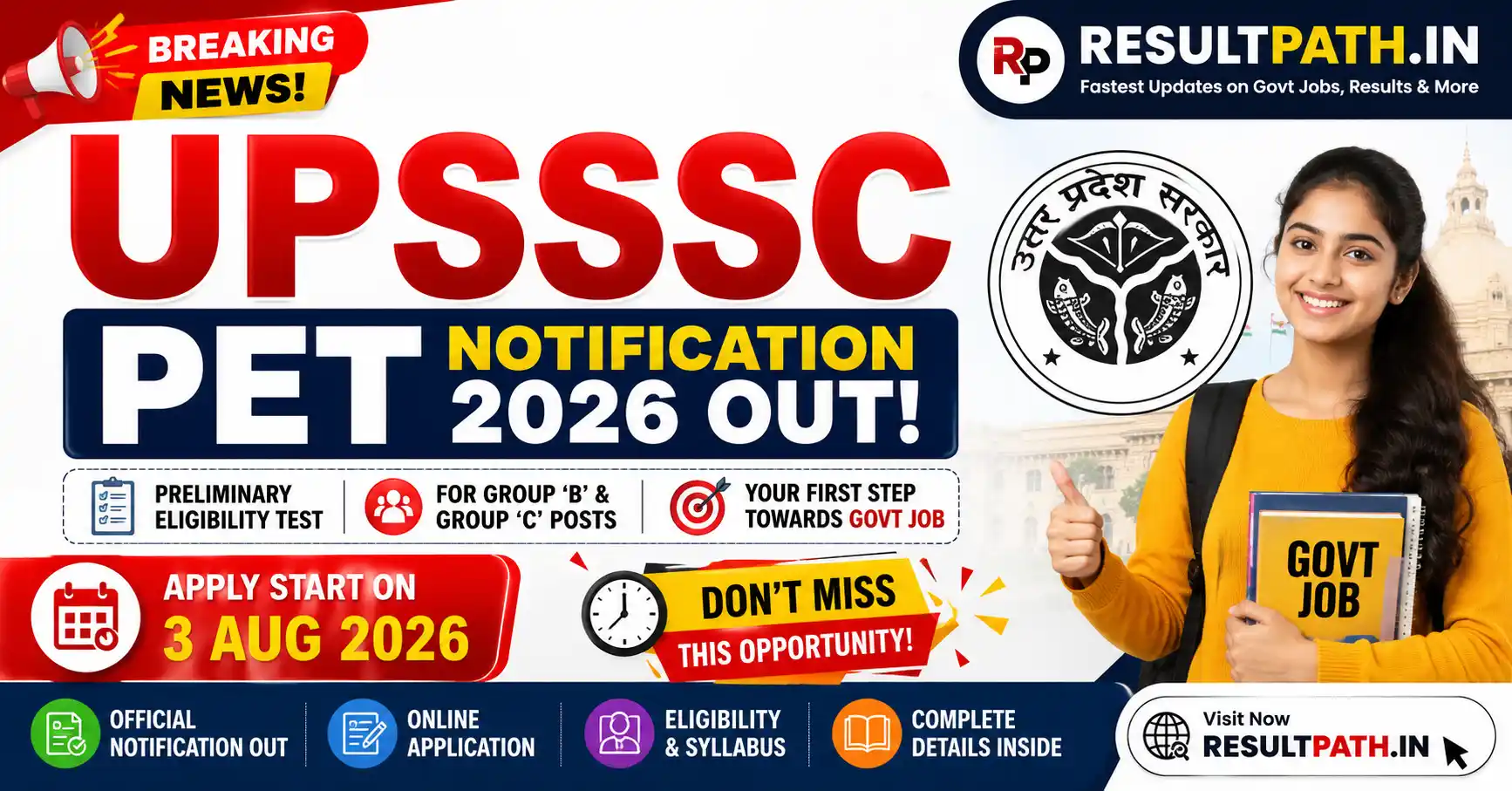 UPSSSC PET Notification 2026 Out Apply Online Exam Date Syllabus