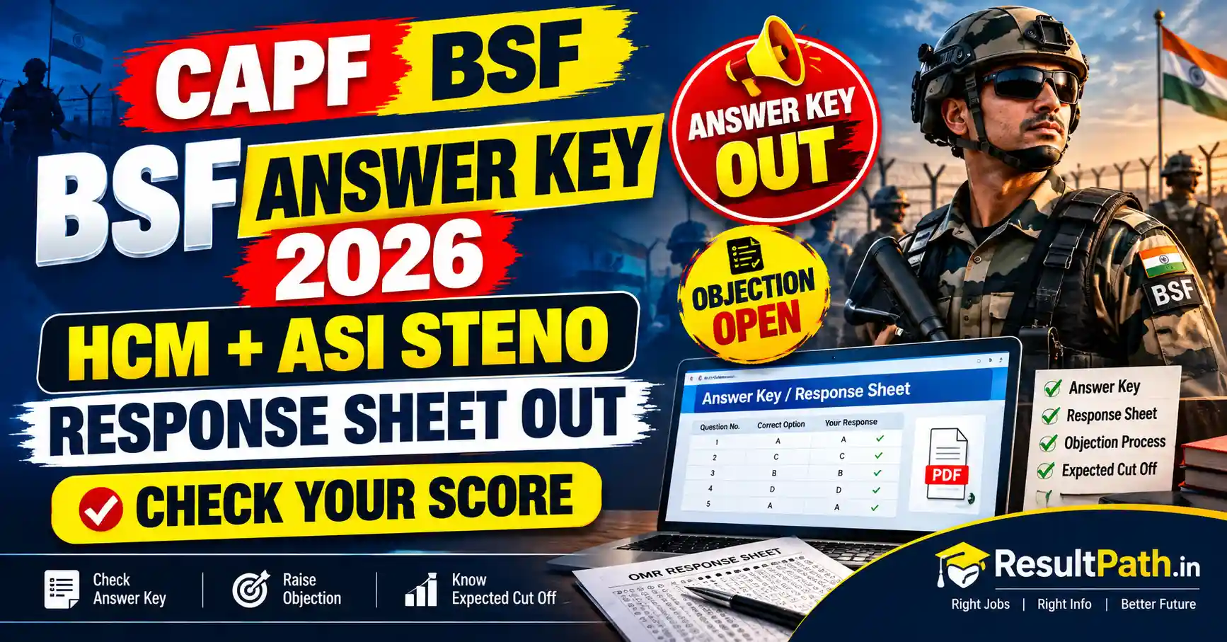 CAPF BSF HCM Answer Key 2026 Out Download Response Sheet