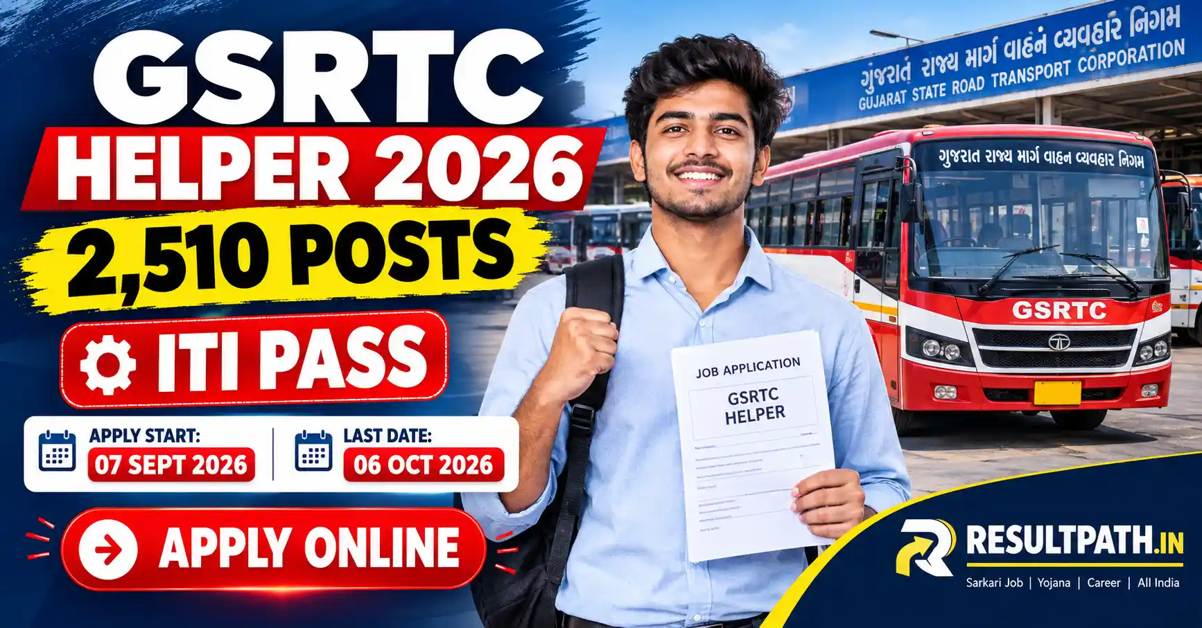 GSRTC Helper Recruitment 2026 Notification 2510 Vacancy Apply Online