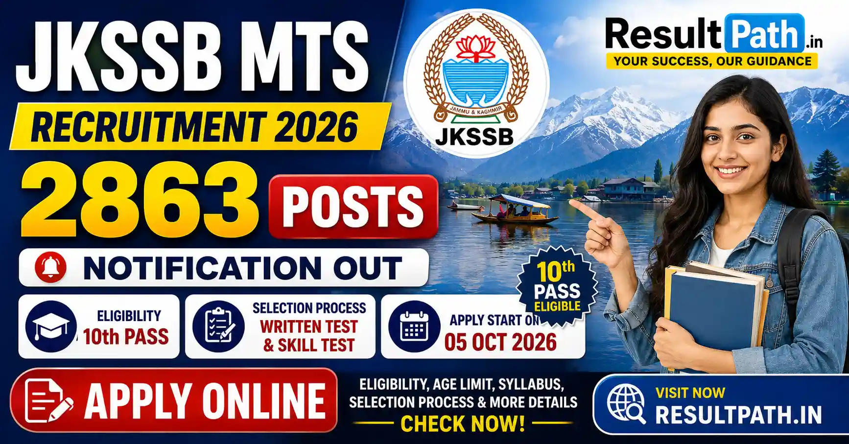JKSSB MTS Recruitment 2026 Notification Out Apply Online for 2863 Posts