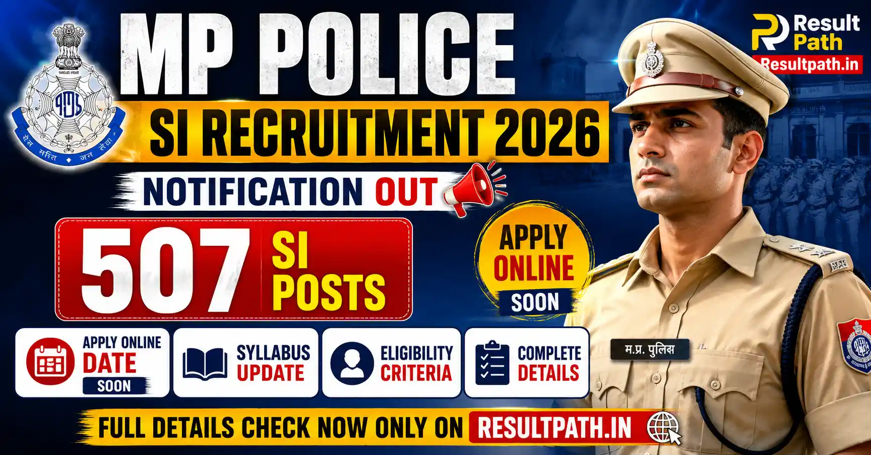 MP Police SI Recruitment 2026 Notification Out Apply Online