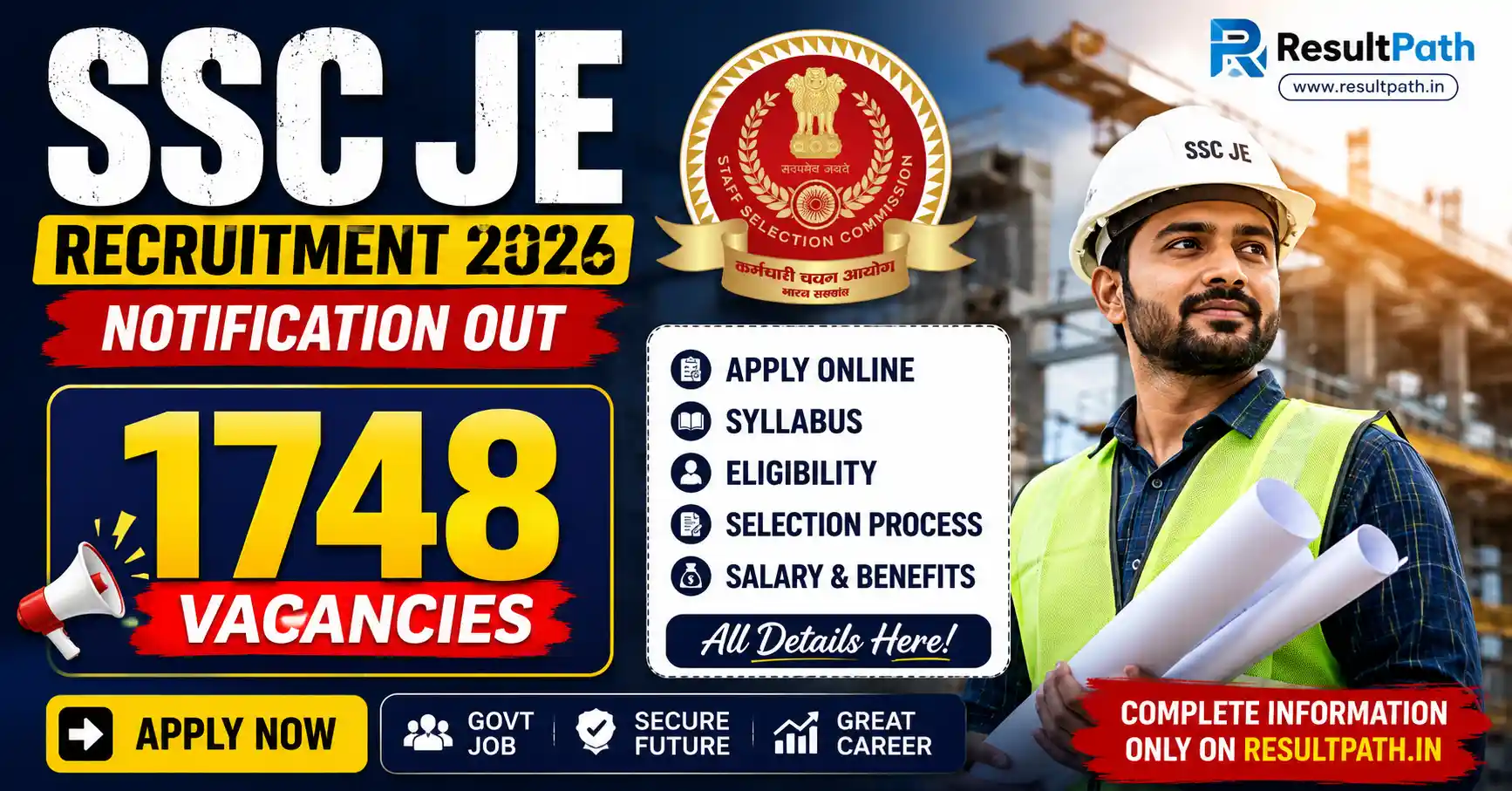 SSC JE Recruitment 2026 Notification Out Apply Online Vacancy Details