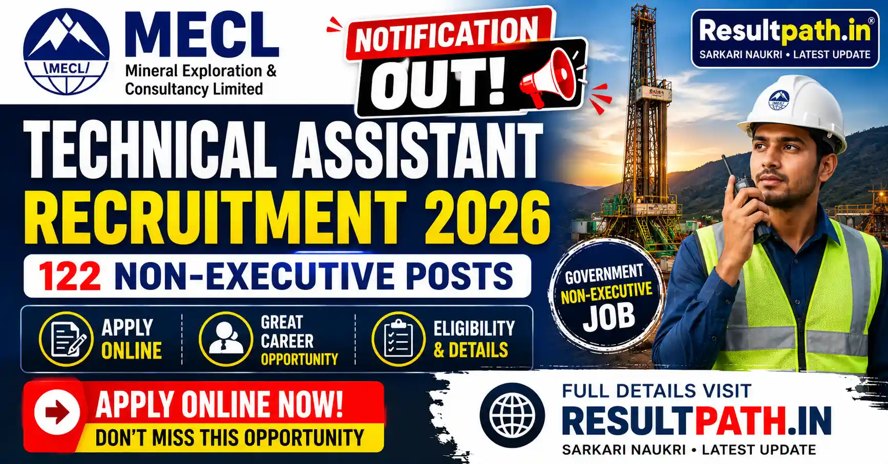 MECL Technical Assistant Recruitment 2026 Notification Out Apply Online for 122 Posts