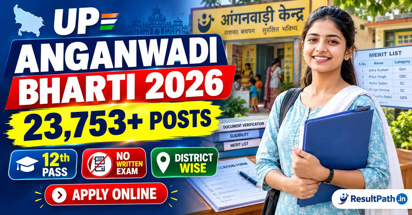 UP Anganwadi Bharti 2026 Vacancy Apply Online District Wise Merit List