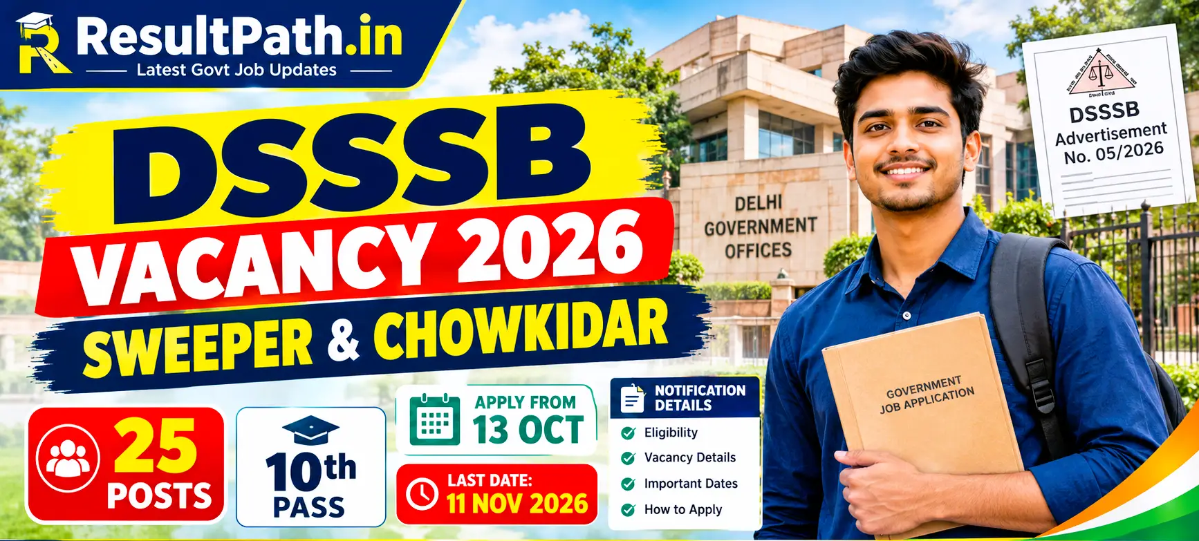 DSSSB Sweeper & Chowkidar Recruitment 2026 Notification Apply Online