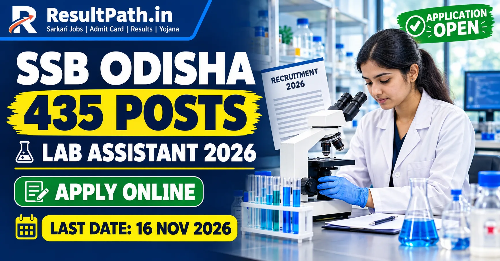SSB Odisha Laboratory Assistant Recruitment 2026 Notification Out Apply Online